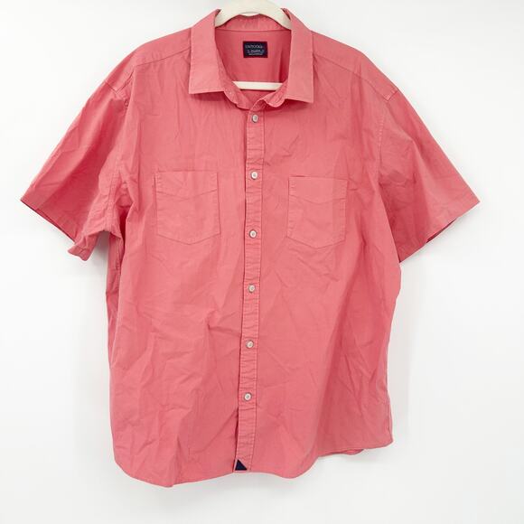 Untuckit Mens Casual Work Cotton Stretch Short Sleeve Button Up Shirt XXL Salmon - Picture 1 of 5